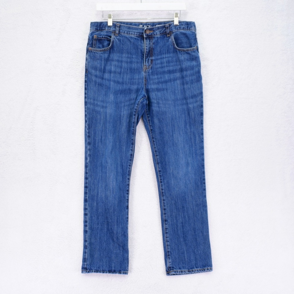 The Children's Place Straight Jambes Droites Blue Denim Boys Jeans 18 Husky